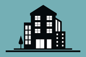 Fototapeta premium Real estate single apartment silhouette black Vector art illustration