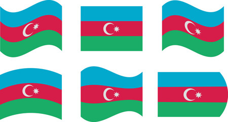 Set of 6 flags of azerbaijan
