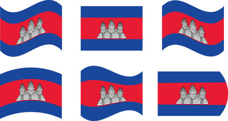 Set of 6 flags of cambodia