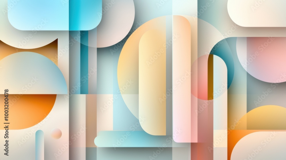 Poster abstract geometric shapes with soft color palette