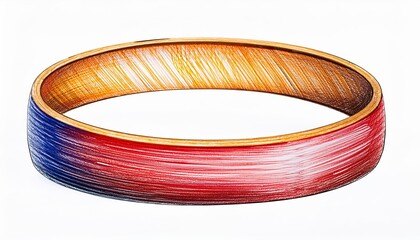 Red, white, and blue bracelet. The bracelet is drawn in pencil. Ring hatched with colored pencil ; isolated on white