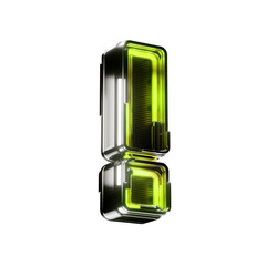3d exclamation mark led metallic sign green neon isolated on transparent background