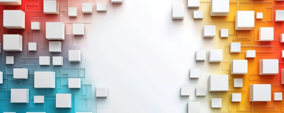 Abstract background featuring colorful squares with a blend of vibrant red, blue, and yellow hues, creating a dynamic and modern design pattern