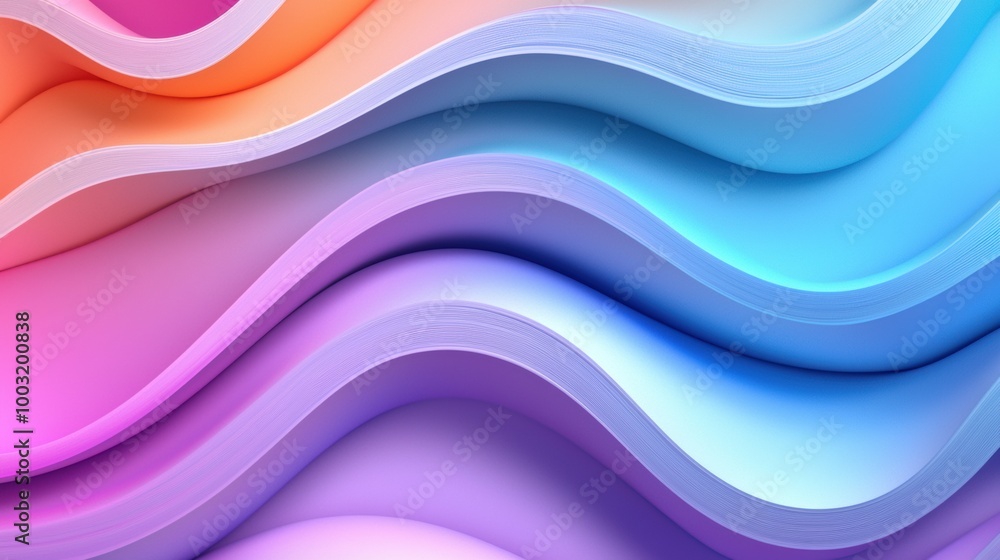 Poster colorful abstract waves in soft gradient design