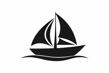 Sailboat icon, boat logo silhouette black color vector art illustration