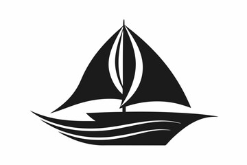 Sailboat icon, boat logo silhouette black color vector art illustration