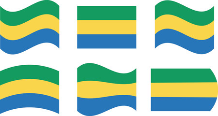 Set of 6 flags of gabon