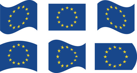 Set of 6 flags of european union