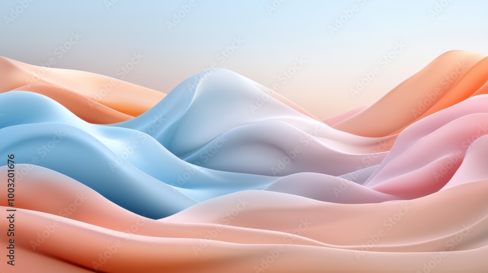 Poster abstract colorful waves in soft gradient tones