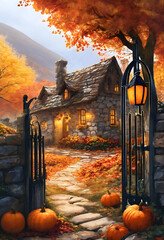 halloween pumpkin in the garden