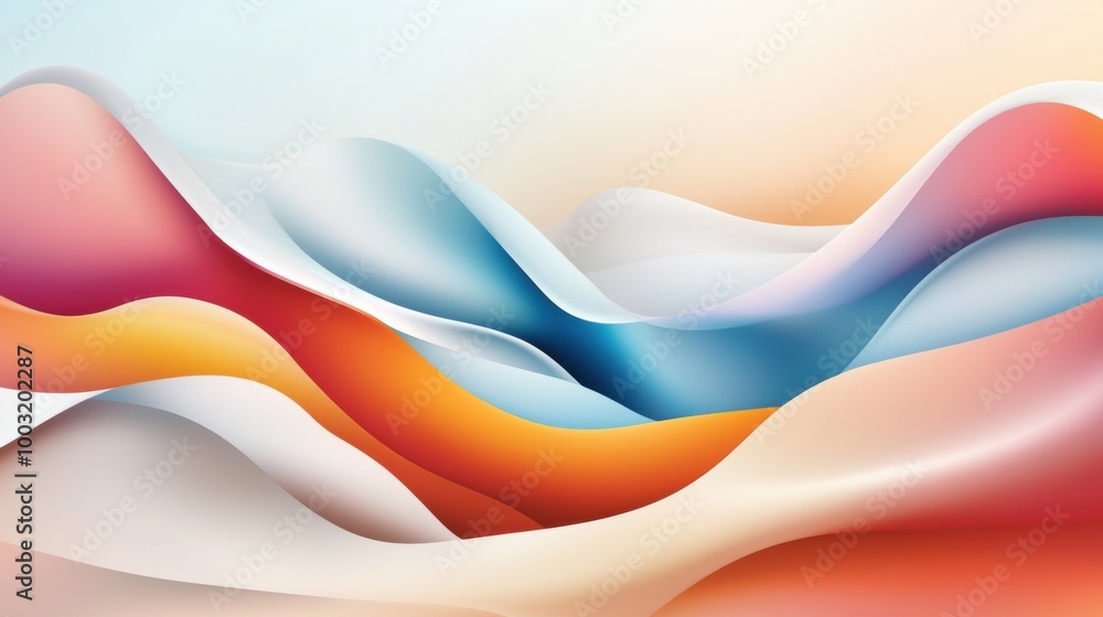 Poster colorful abstract wave forms in soft tones