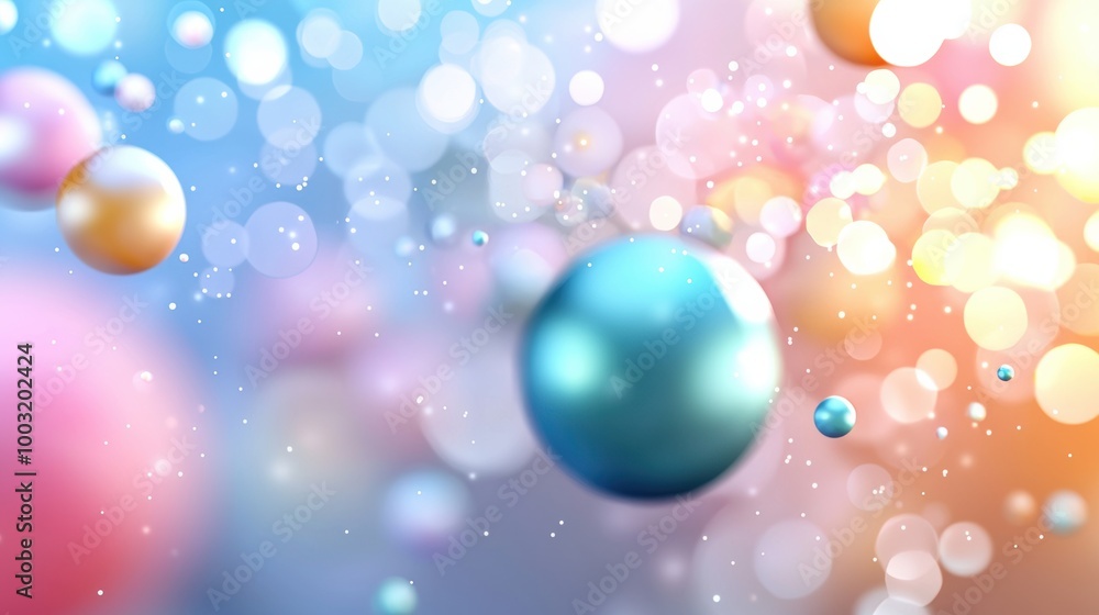 Poster Colorful Abstract Bokeh Background with Floating Spheres