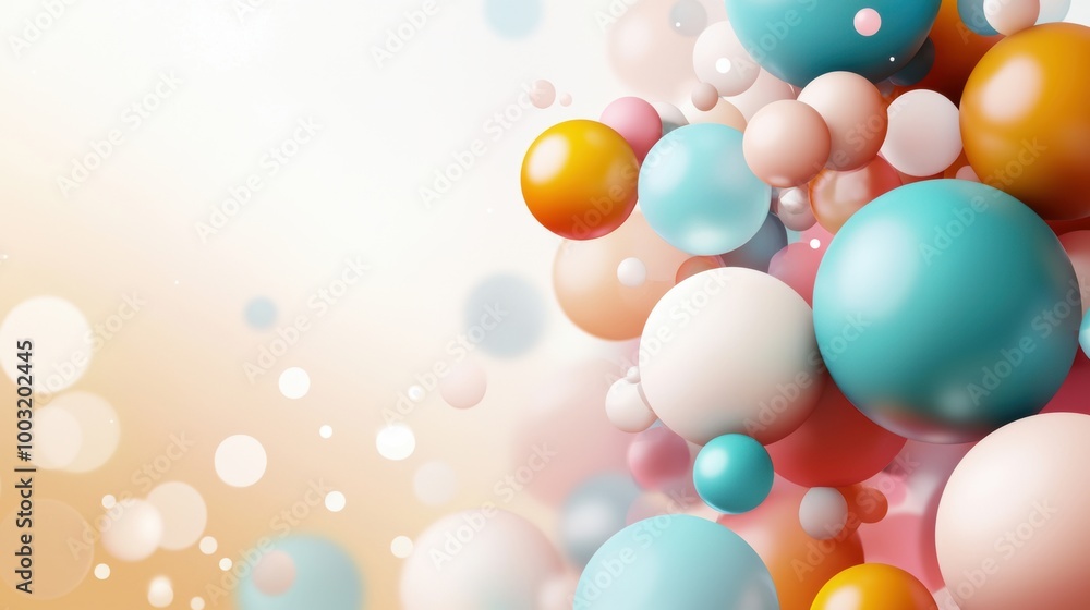 Poster colorful abstract bubbles on soft gradient background