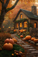 halloween pumpkin on a house