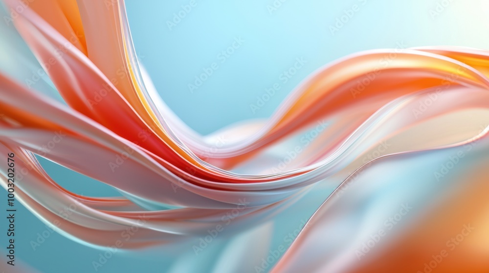 Poster Abstract Flowing Waves in Soft Color Palette