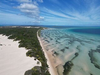 Amazing Moreton island with ocean and big sand dunes