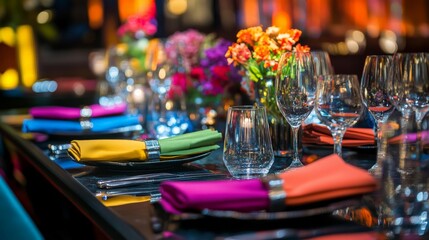 Vibrant Dining Experience: A Colorful Table Setting