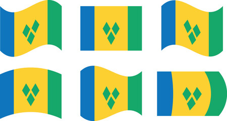 Set of 6 flags of saint vincent