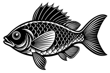 Sea fish silhouette black vector art illustration