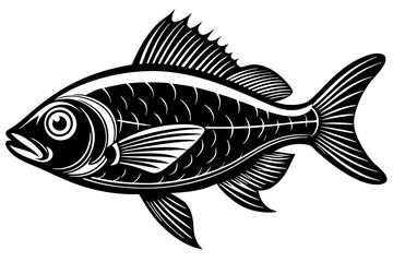 Sea fish silhouette black vector art illustration