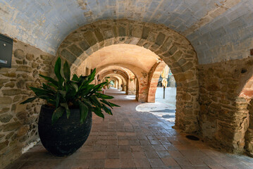 Picturesque medieval town of Monells. Girona, Costa Brava. Catalonia. Spain