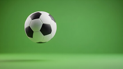 A bright green background with a floating soccer ball gently spinning at the center. Soccer ball on a green background.


