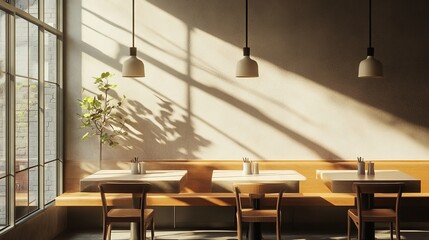 Cozy and Inviting Cafe Interior with Natural Lighting