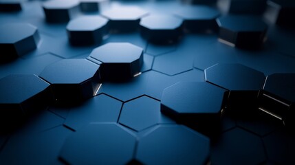 A futuristic, black background with tiles. Polished tiles with 3D Diamond Shaped blocks.
