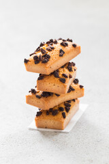 French Financier cookie with freeze-dried black berries
