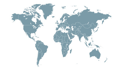 World map. Grey modern vector map. Silhouette map.