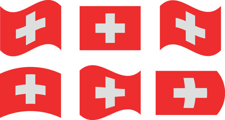 Set of 6 flags of switzerland