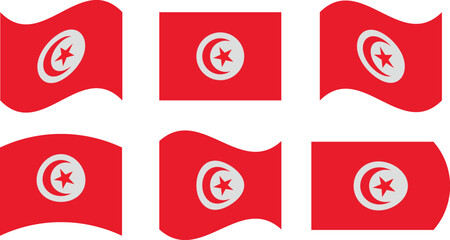 Set of 6 flags of tunisia