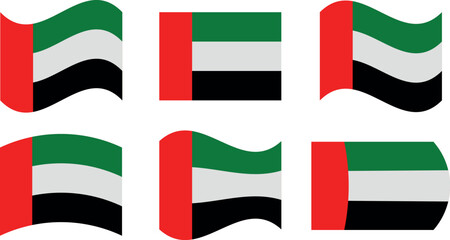 Set of 6 flags of united arab