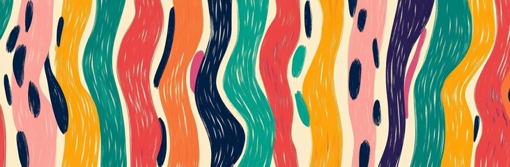 Hand drawn seamless pattern with floral leaves for wallpaper design. Tropical modern illustration design. Banner with decorative geometric waves.