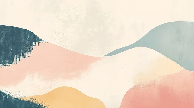 A simple, elegant minimalist art piece with soft pastel colors and abstract forms, creating a calming visual effect
