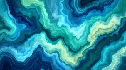 Wallpaper in ocean blue and mint green with an abstract artificial watercolor texture.