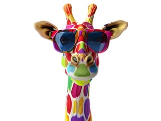 Cartoon colorful giraffe with sunglasses on white background © bvbflo1