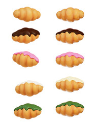 Croissant 3D render. Croissant with cream. Pastry, Dessert.