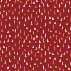 Cute Christmas pattern with colourful trees. Minimalist wallpaper concept. Vector illustration