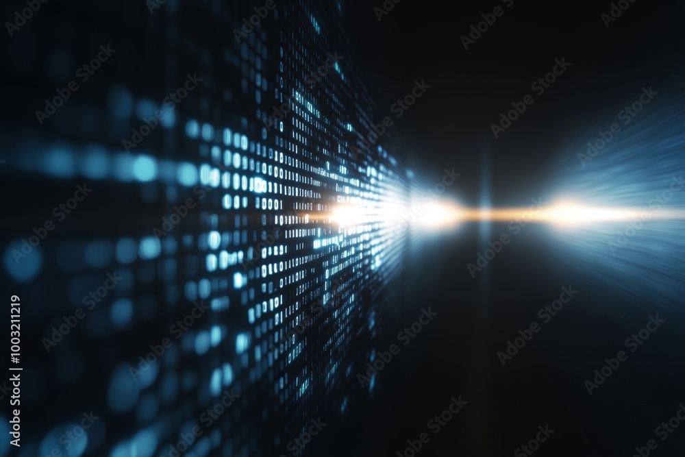 Poster background of digital binary data on a computer screen in blue