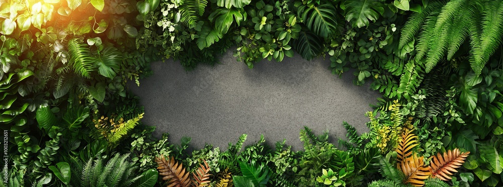 Poster background green leaves texture and abstract nature background with lush foliage textures. exotic gr