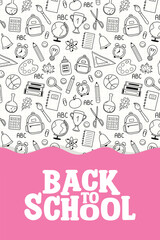 Back to school background with hand drawn elements. Vector illustration