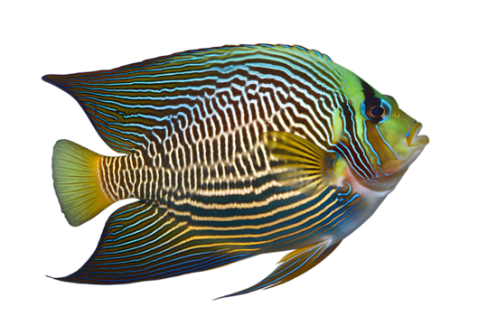 Pterophyllum scalare fish isolated on transparent background