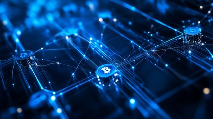 Obraz premium High-tech blockchain network design.