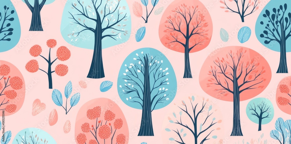 Poster seamless abstract pattern with winter forest. modern background.