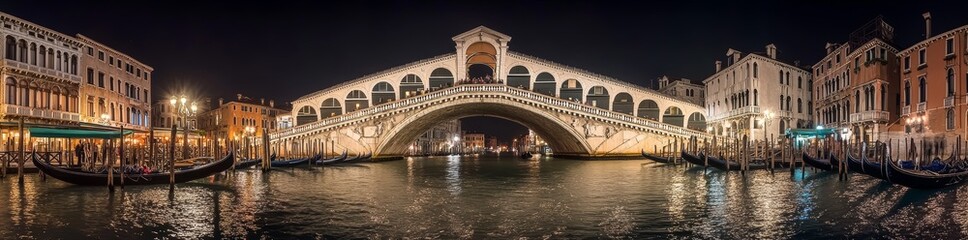 Naklejka premium The Rialto Bridge and Canal Grande in Venice, Italy, seen from the air