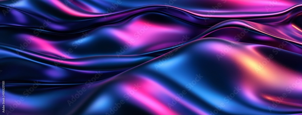 Poster a surface texture with undulations and swirls on a dark background with neon accents.