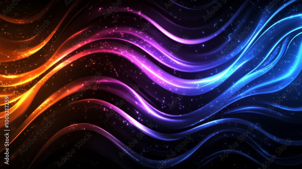 Poster render of a colorful abstract background illuminated with colorful neon light. glowing curves. wallp