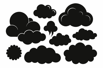 Set of Cloud vectors, vector graphics silhouette black color illustration