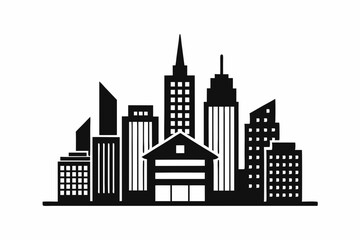 Naklejka premium Urban architecture icon silhouette black Vector art illustration